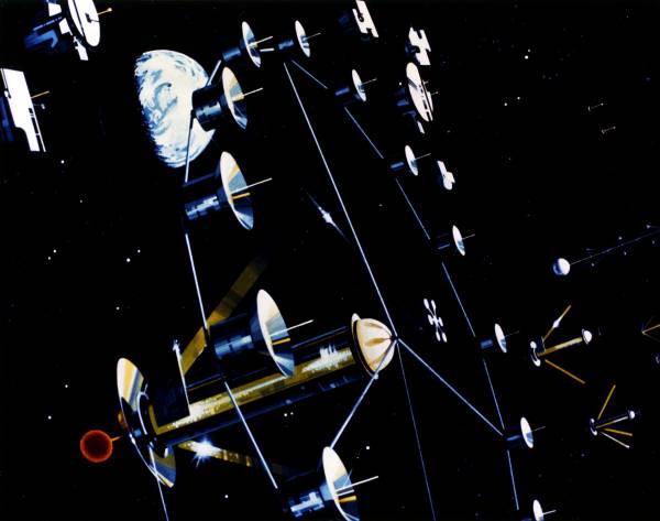 Множество двухцилиндровых колонии, ориентированных на Солнце